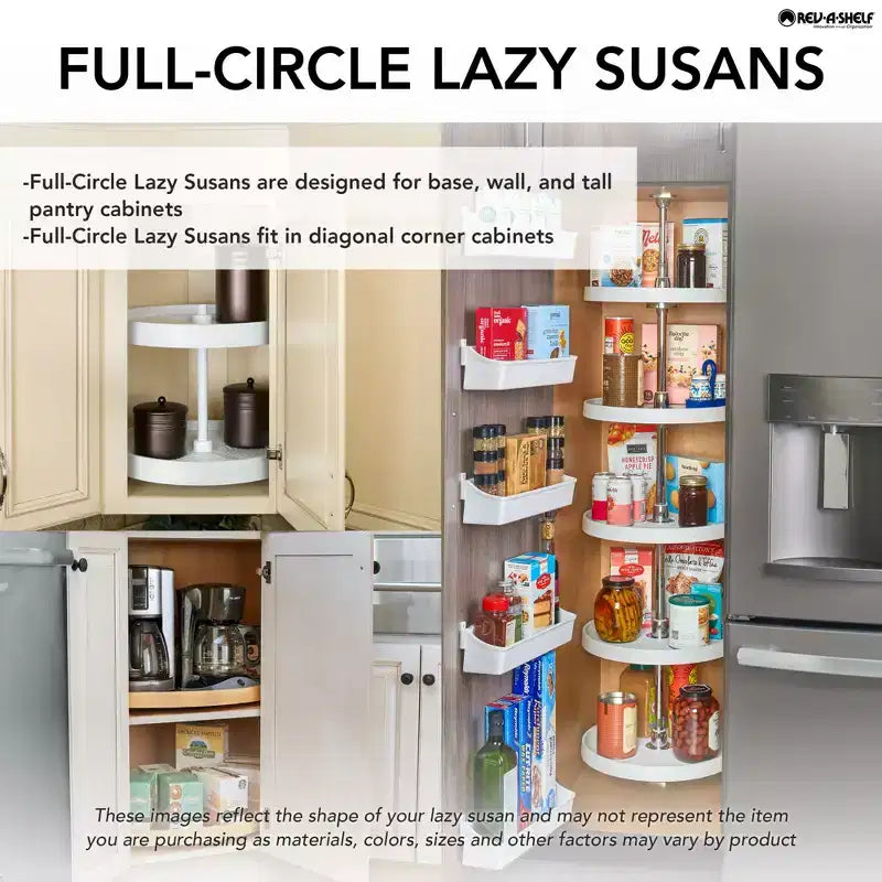 Lazy Susan a 2 ripiani a giro completo bianca per armadio da cucina ad angolo