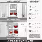 Lazy Susan a 2 ripiani a giro completo bianca per armadio da cucina ad angolo