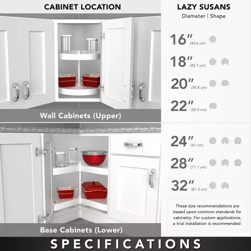 Lazy Susan a 2 ripiani a giro completo bianca per armadio da cucina ad angolo