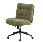 Sedia da toeletta girevole in ciniglia marrone / verde / grigio con ruote – senza braccioli, 1 posto