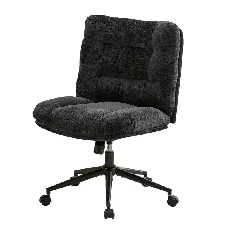 Sedia da toeletta girevole in ciniglia marrone / verde / grigio con ruote – senza braccioli, 1 posto