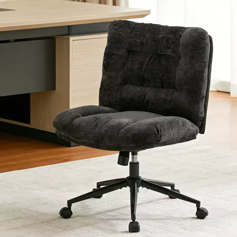 Sedia da toeletta girevole in ciniglia marrone / verde / grigio con ruote – senza braccioli, 1 posto