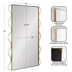 Specchio da parete ondulato dorato, cornice in metallo, singolo, 61x91 cm