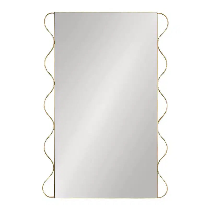 Specchio da parete ondulato dorato, cornice in metallo, singolo, 61x91 cm