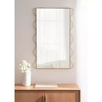 Specchio da parete ondulato dorato, cornice in metallo, singolo, 61x91 cm