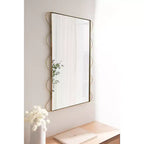 Specchio da parete ondulato dorato, cornice in metallo, singolo, 61x91 cm