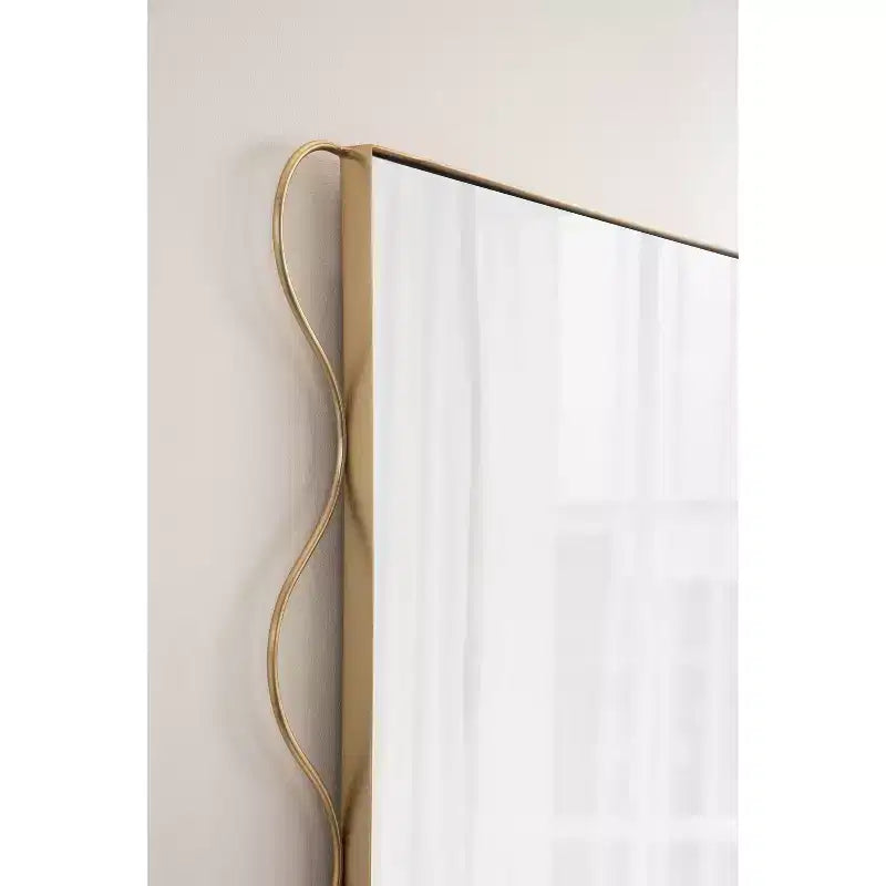 Specchio da parete ondulato dorato, cornice in metallo, singolo, 61x91 cm