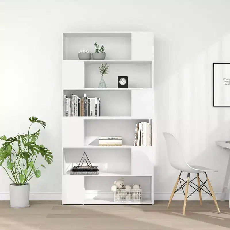 Divisorio per stanza a libreria bianco, rettangolare, set da 2 pannelli