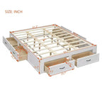 Letto matrimoniale Queen in legno marrone con 6 cassetti, 1 persona