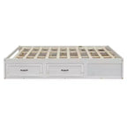 Letto matrimoniale Queen in legno marrone con 6 cassetti, 1 persona