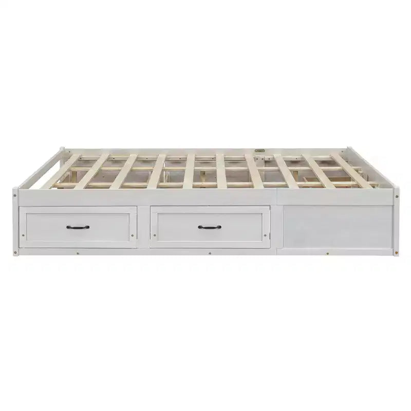 Letto matrimoniale Queen in legno marrone con 6 cassetti, 1 persona