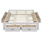 Letto matrimoniale Queen in legno marrone con 6 cassetti, 1 persona