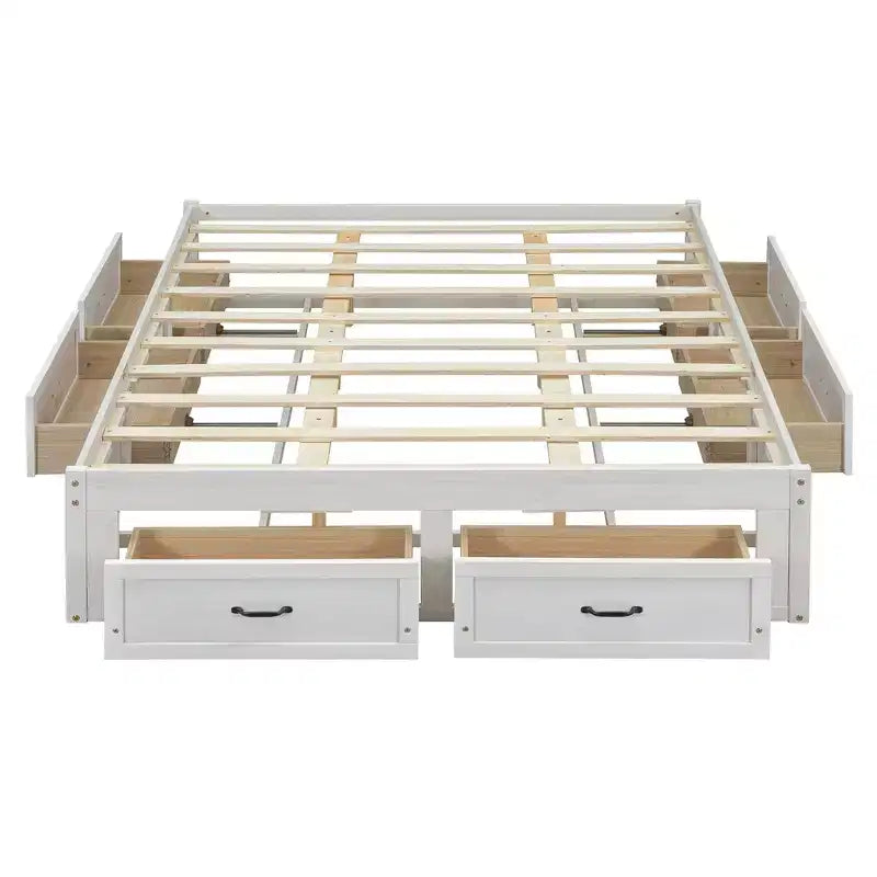 Letto matrimoniale Queen in legno marrone con 6 cassetti, 1 persona