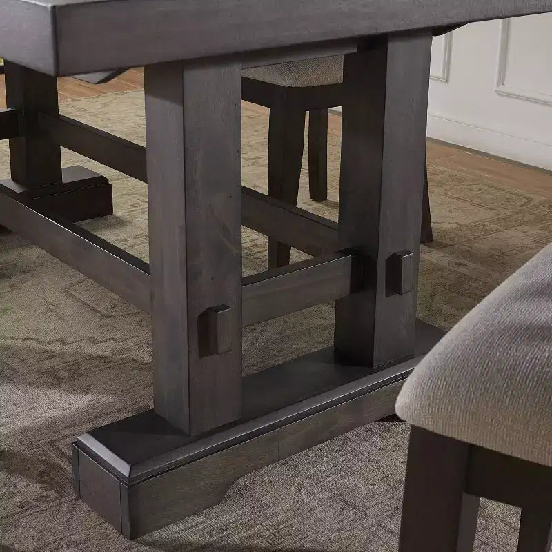 Set da pranzo rettangolare Dusky Cedar, sedie imbottite, 6-10 posti, 7 pezzi
