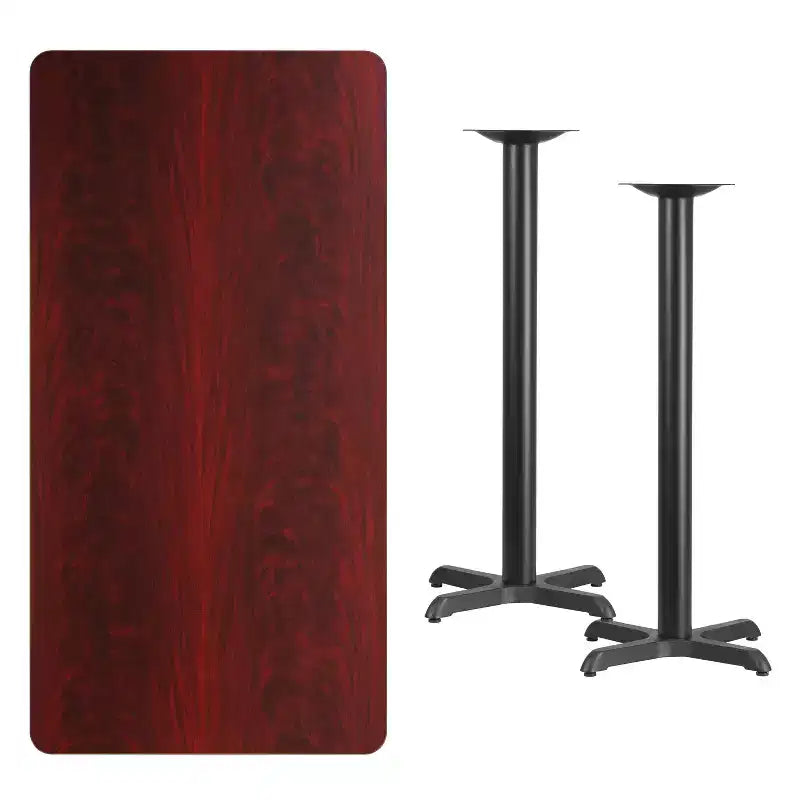 Tavolo Rettangolare Alto da Bar in Laminato Nero/Mogano/Naturale/Noce, Posti a Sedere fino a 6 Persone