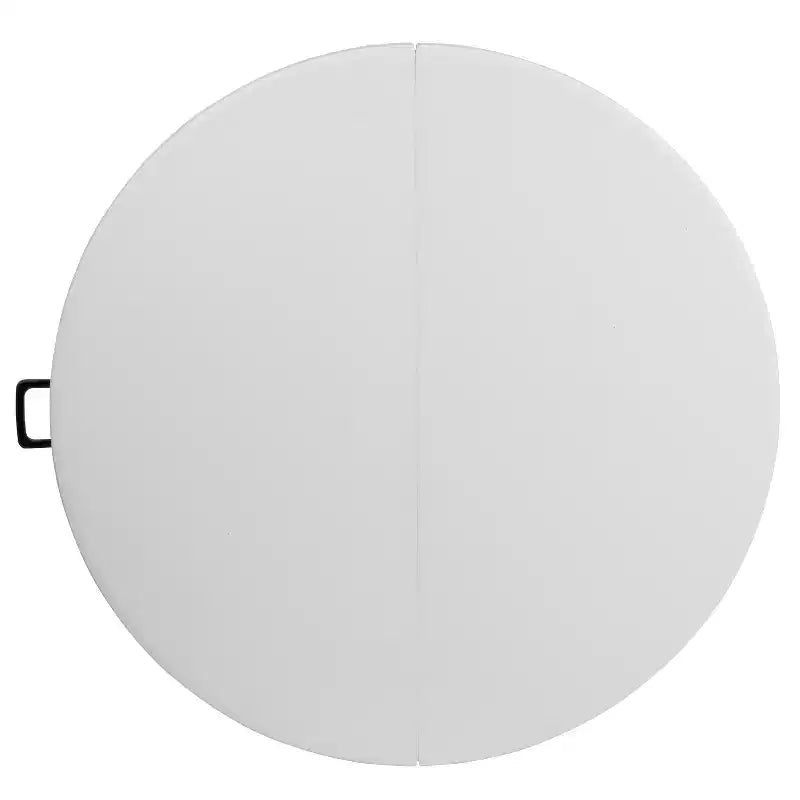 Tavolo rotondo pieghevole bianco, piano in plastica, 4 posti