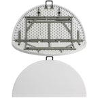 Tavolo rotondo pieghevole bianco, piano in plastica, 4 posti