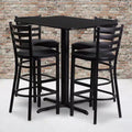 Set tavolo bar nero rettangolare, 4 posti