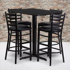 Set tavolo bar nero rettangolare, 4 posti