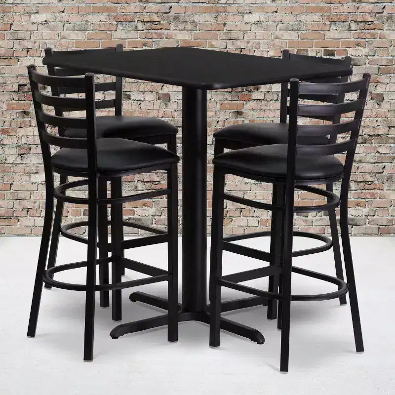 Set tavolo bar nero rettangolare, 4 posti
