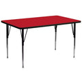 Tavolo per attività rettangolare in laminato rosso/giallo, gambe regolabili in altezza, 1 persona, 76 cm L x 183 cm P