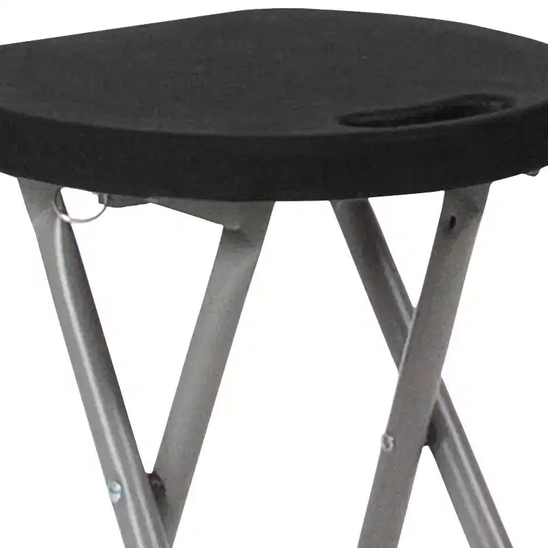 Sgabello Pieghevole Nero, Struttura in Metallo, 1 Posto