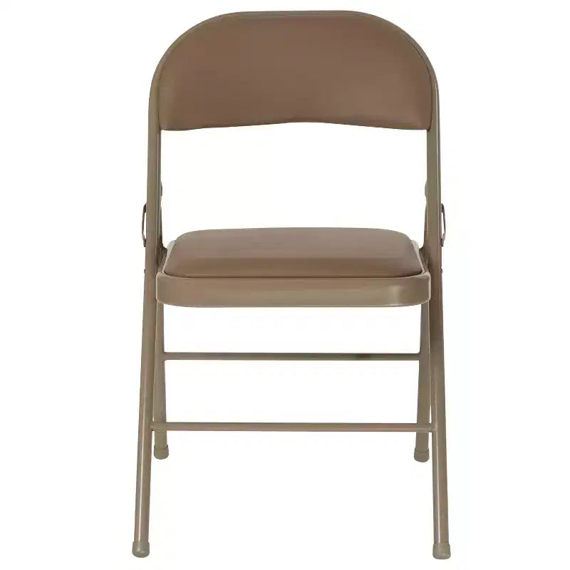 Sedia pieghevole senza braccioli con schienale alto, in vinile, beige/grigio, set da 2
