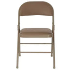 Sedia pieghevole senza braccioli con schienale alto, in vinile, beige/grigio, set da 2