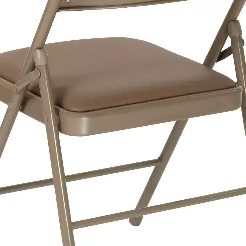 Sedia pieghevole senza braccioli con schienale alto, in vinile, beige/grigio, set da 2