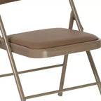 Sedia pieghevole senza braccioli con schienale alto, in vinile, beige/grigio, set da 2