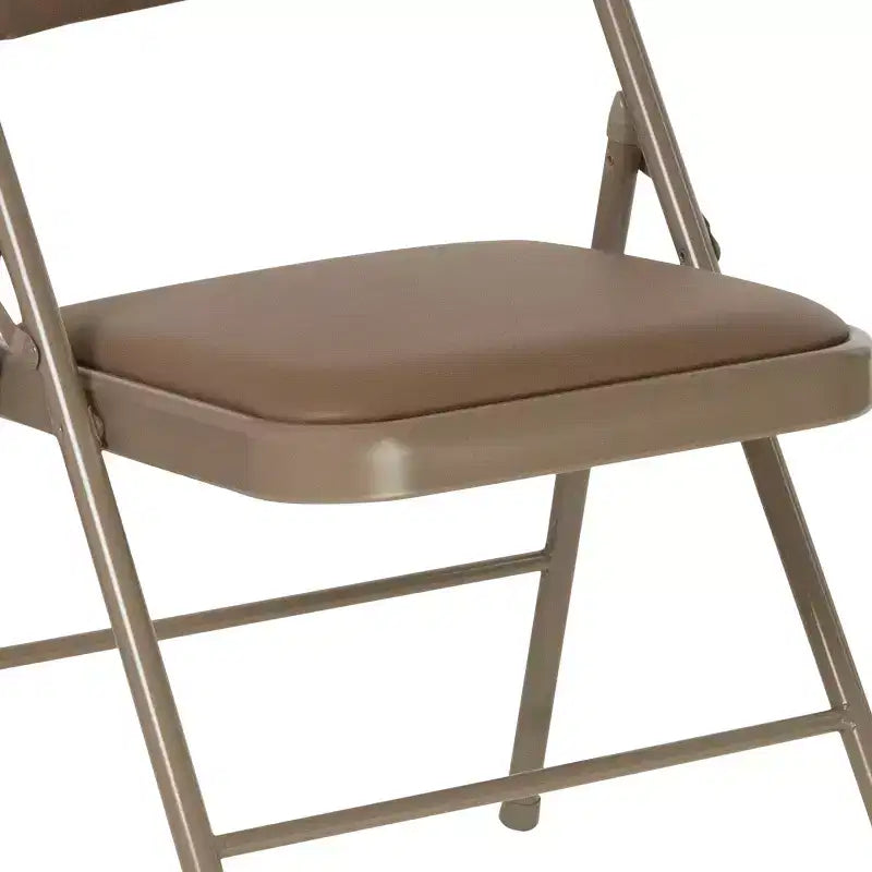 Sedia pieghevole senza braccioli con schienale alto, in vinile, beige/grigio, set da 2