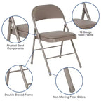 Sedia pieghevole senza braccioli con schienale alto, in vinile, beige/grigio, set da 2