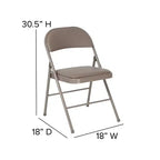 Sedia pieghevole senza braccioli con schienale alto, in vinile, beige/grigio, set da 2