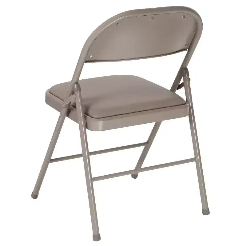 Sedia pieghevole senza braccioli con schienale alto, in vinile, beige/grigio, set da 2