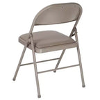 Sedia pieghevole senza braccioli con schienale alto, in vinile, beige/grigio, set da 2