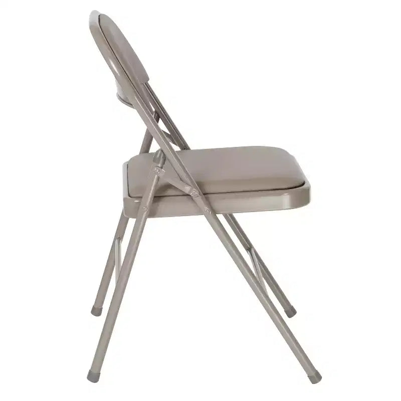 Sedia pieghevole senza braccioli con schienale alto, in vinile, beige/grigio, set da 2