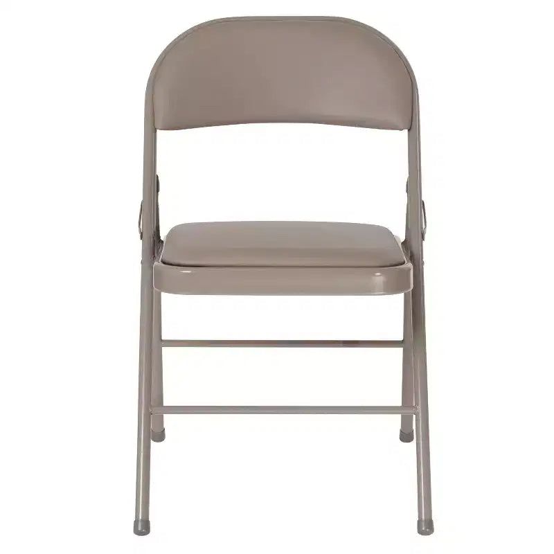 Sedia pieghevole senza braccioli con schienale alto, in vinile, beige/grigio, set da 2