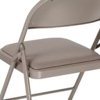 Sedia pieghevole senza braccioli con schienale alto, in vinile, beige/grigio, set da 2