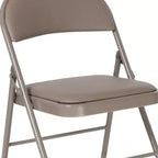 Sedia pieghevole senza braccioli con schienale alto, in vinile, beige/grigio, set da 2