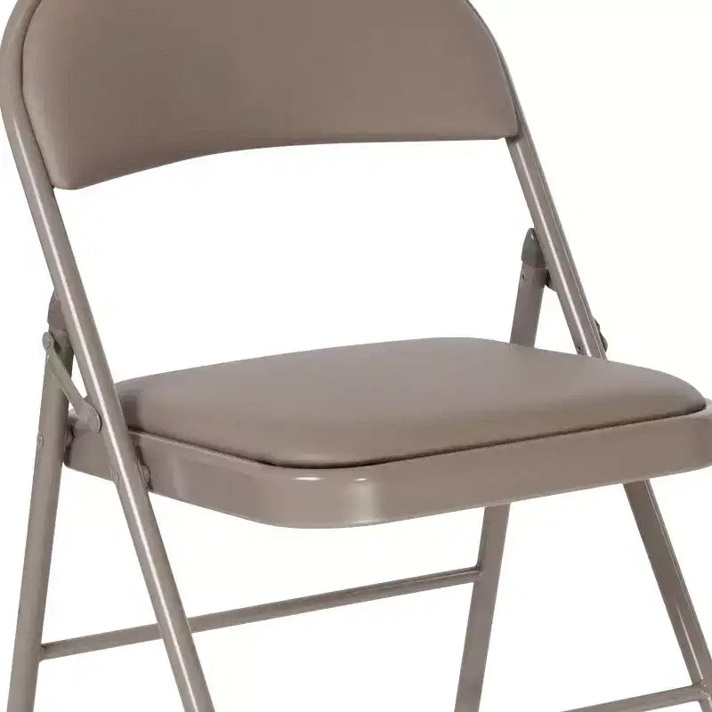 Sedia pieghevole senza braccioli con schienale alto, in vinile, beige/grigio, set da 2