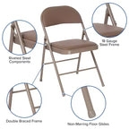 Sedia pieghevole senza braccioli con schienale alto, in vinile, beige/grigio, set da 2