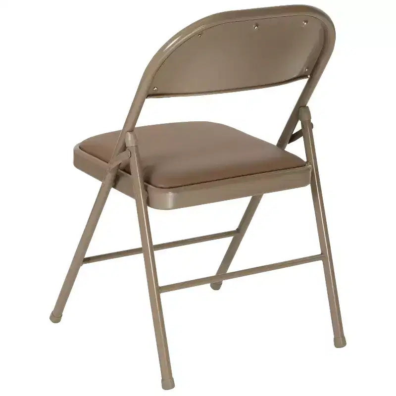 Sedia pieghevole senza braccioli con schienale alto, in vinile, beige/grigio, set da 2
