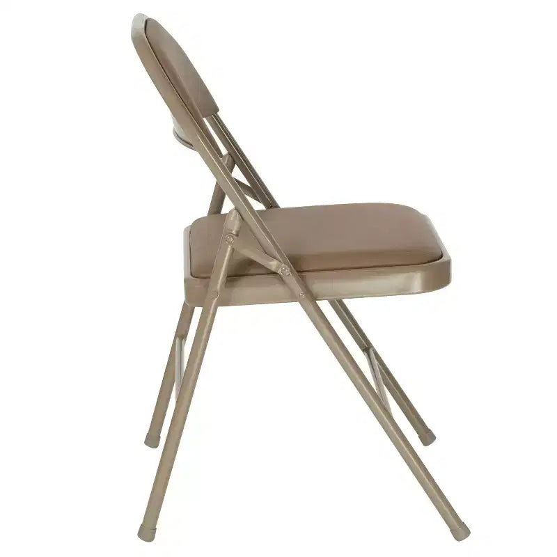 Sedia pieghevole senza braccioli con schienale alto, in vinile, beige/grigio, set da 2
