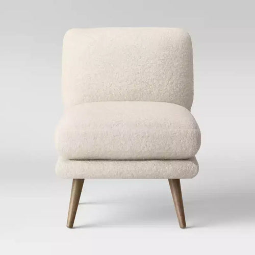 Poltroncina Beige in Pelliccia Sintetica, Senza Braccioli, 1 Posto