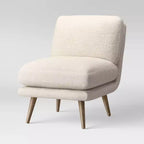 Poltroncina Beige in Pelliccia Sintetica, Senza Braccioli, 1 Posto