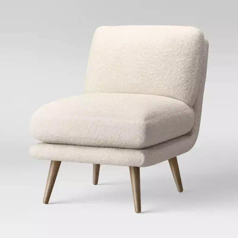 Poltroncina Beige in Pelliccia Sintetica, Senza Braccioli, 1 Posto