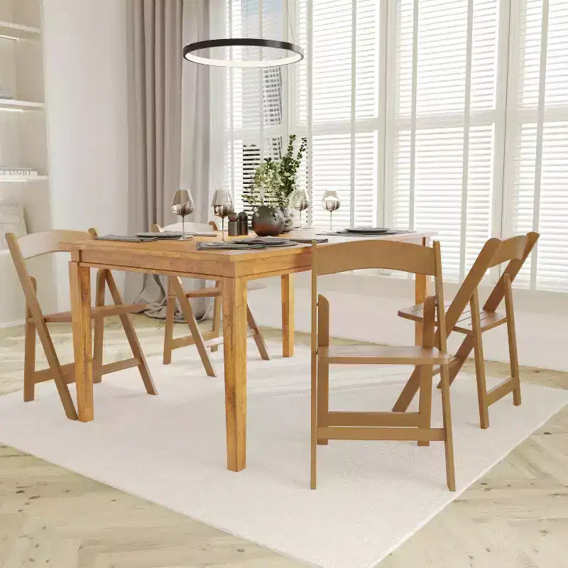 Sedia da pranzo pieghevole in legno massello, rovere/stile americano antico/bianco, 1 posto