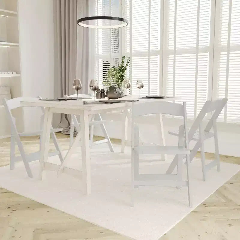 Sedia da pranzo pieghevole in legno massello, rovere/stile americano antico/bianco, 1 posto
