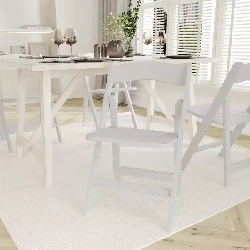 Sedia da pranzo pieghevole in legno massello, rovere/stile americano antico/bianco, 1 posto